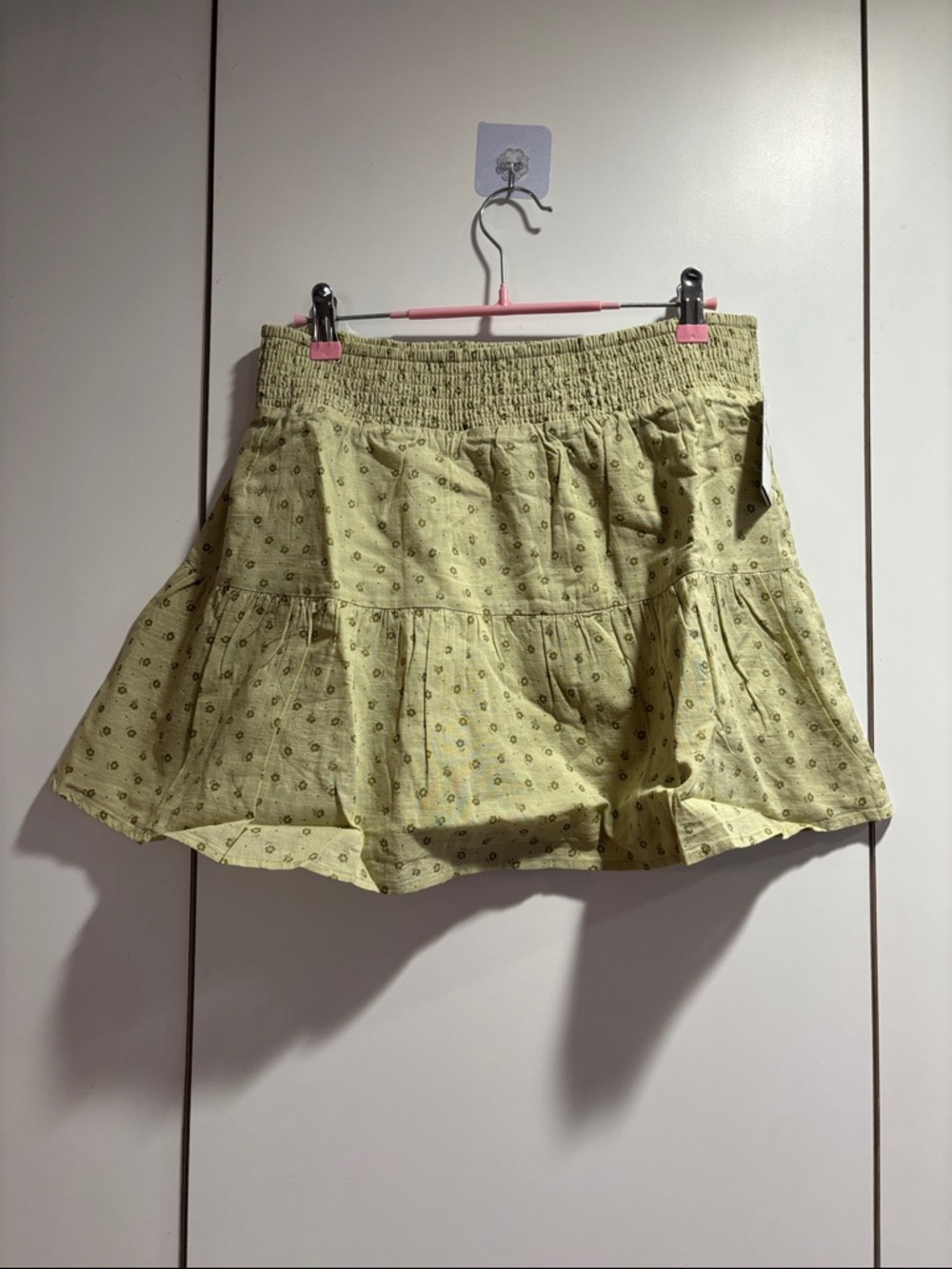 BP Nordstrom Green Floral Tiered Mini Skirt Medium Smocked Waist NWT